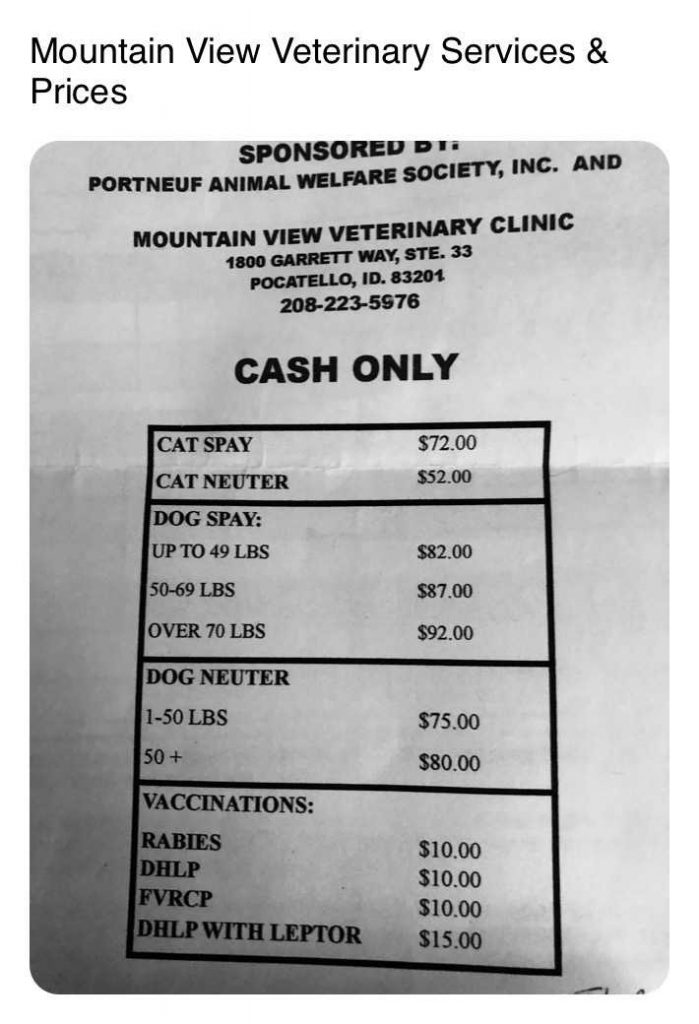 Spay Neuter Voucher Program Update - Portneuf Animal Welfare Society (PAWS)